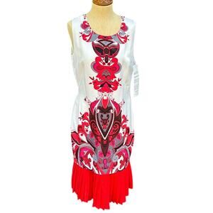 Ashro Floral Pleat Hem Sleeveless Sheath Dress Women’s size 10 New Nwt